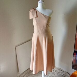 Bridesmay Bow One Shoulder Cocktail Dress A-line Formal Dress Champagne M